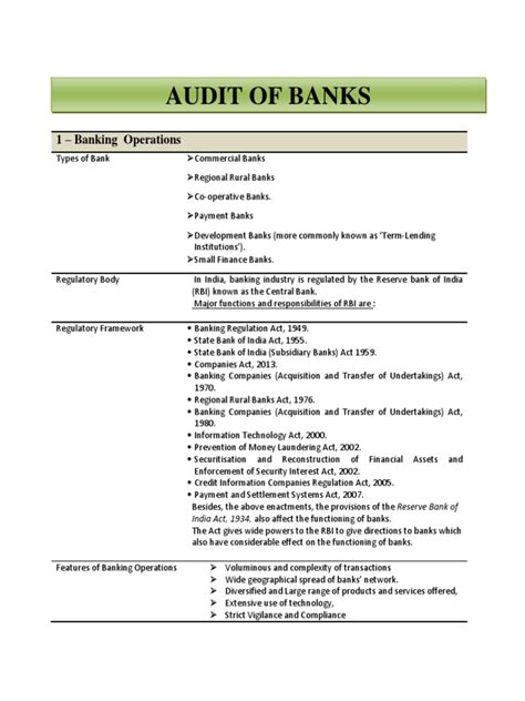 Audit Of Banks Pdf Reserve Bank Of India Banks