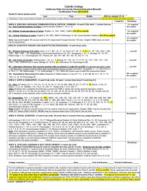 Fillable Online Cabrillo Csu Ge Cert Form Updated Corrected