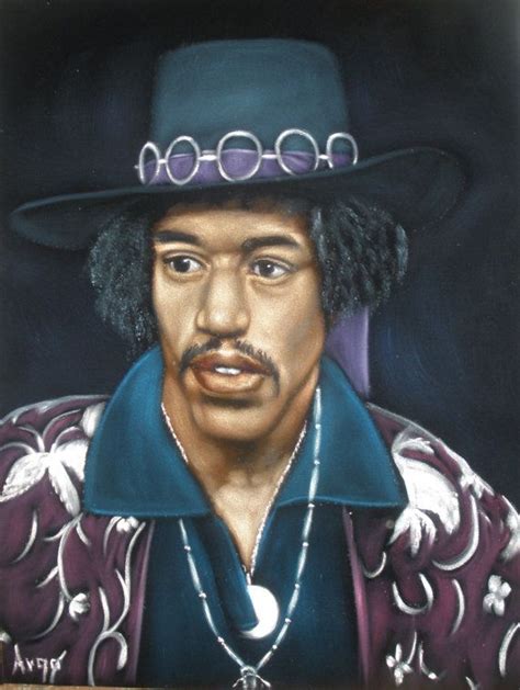 Jimmy Hendrix Legend Black Velvet Oil Painting Handpainted Signed Art