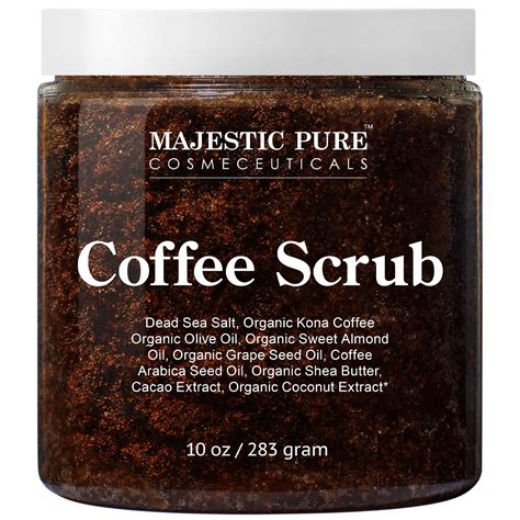 Majestic Pure Arabica Coffee Scrub With Dead Sea Salt All Natural Exfoliating