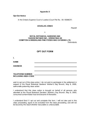 Fillable Online Opt Out Form Class Action Law Fax Email Print Pdffiller