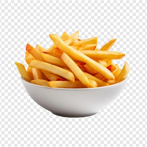 Uma Tigela De Batatas Fritas Isoladas Em Fundo Transparente Psd Premium