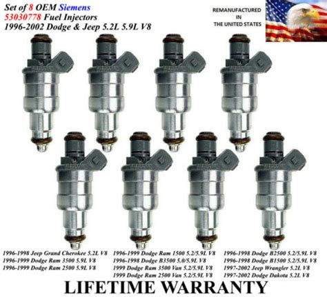 Oem Siemens Set Of Fuel Injectors For Jeep Grand Cherokee