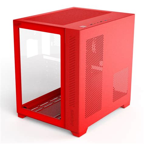 Gabinete Gamer Pcyes Forcefield Red Magma Vermelho Mid Tower Lateral E