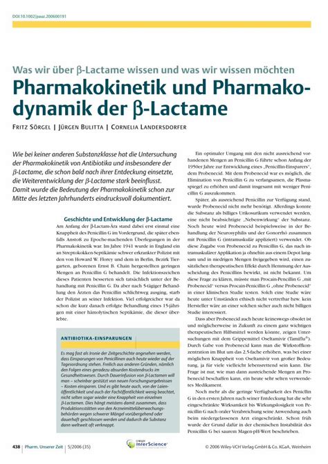 Pdf Pharmakokinetik Und Pharmakodynamik Der Lactame Was Wir Ber