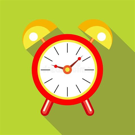 Red Alarm Clock Icon in Flat Style Stock Illustration - Illustration of minute, round: 123265215