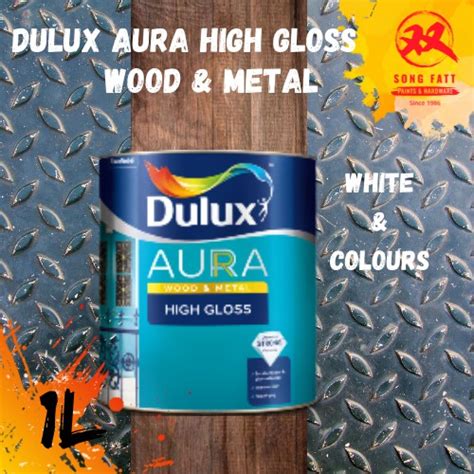 Dulux Aura High Gloss Finish White Colour L Wood Metal Cat Kayu