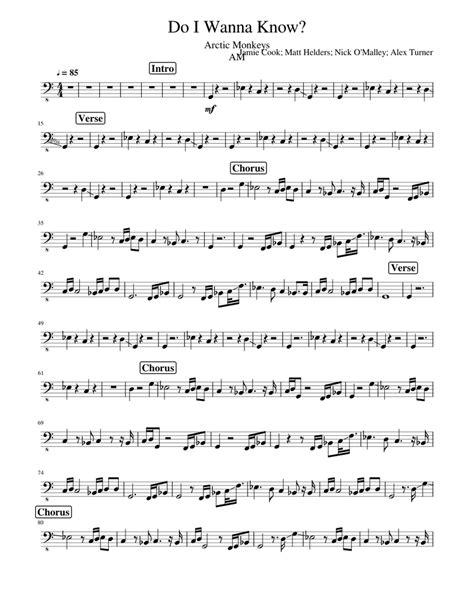 Do I Wanna Know Sheet Music For Bass Guitar Solo