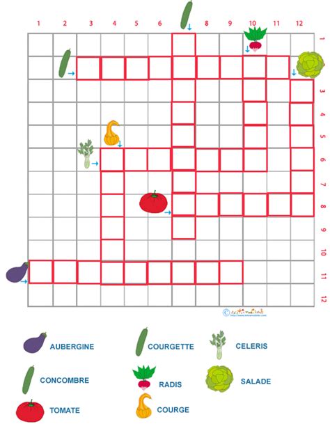 Imprimer Les Mots Croisés à Images Sur Les Légumes Grille 2