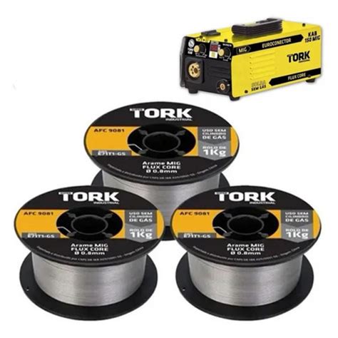 Arame Solda Mig 0 8mm 1kg Uso S Gas Afc9081 Tork 3 Pecas Kit Leroy