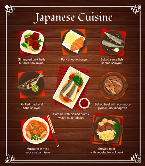 Japanese food menu, restaurant lunch dinner poster 23628658 Vector Art