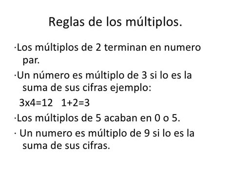 Reglas De Los Multiplos