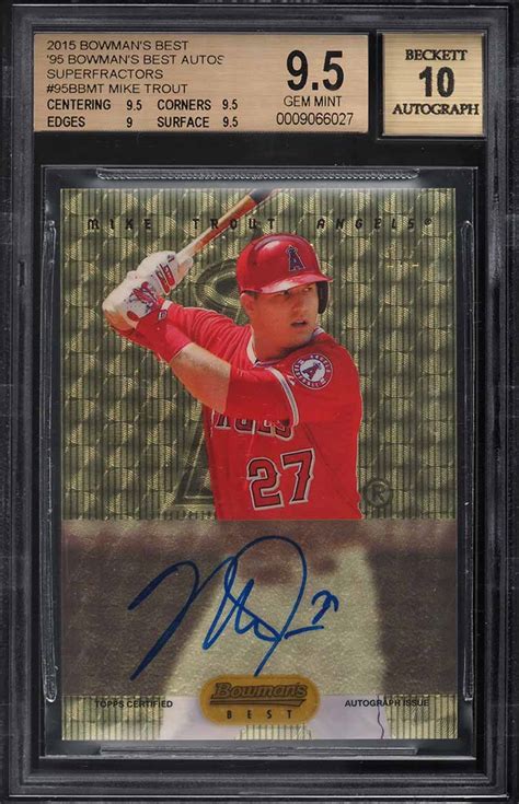 Bowman S Best Superfractor Mike Trout Auto Bbmt Bgs