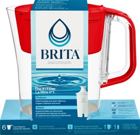 Brita Small Fiery Red Cup Water Filter Pitcher With Standard Filter