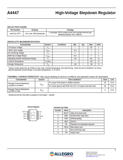 A Datasheet Allegro Micro Systems