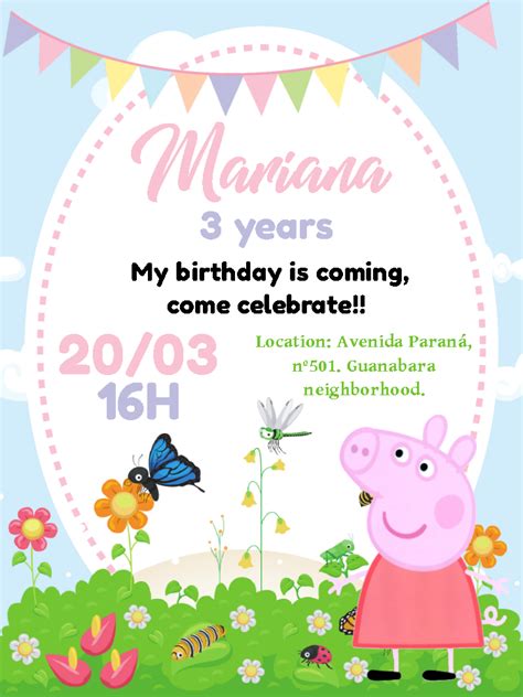 Peppa Pig Birthday Invitations