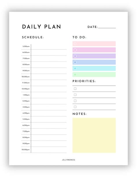 10 Cute Printable Daily Planners With Time Slots! - JellyMemos