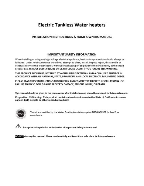 Rheem Electric Tankless Water Heater Owner S Manual Ventingdirect