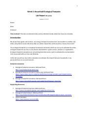 Wk 5 Assgn CH Docx 1 Week 5 Household Ecological Footprint Lab