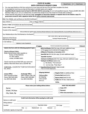 Birth Certificate Application Form Alaska Health Dhss Alaska Fill