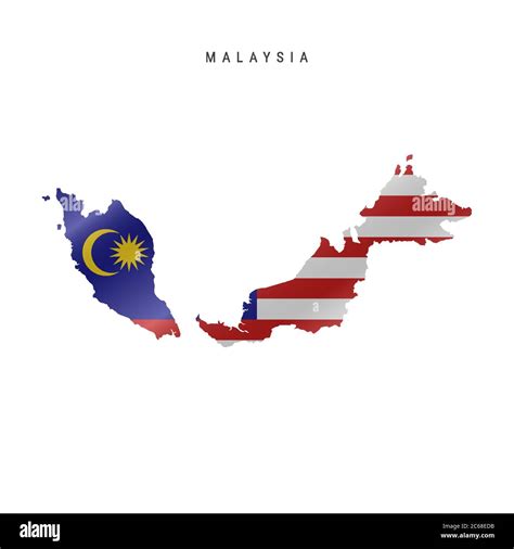 Detailed Waving Flag Map Of Malaysia Vector Map With Masked Flag Stock