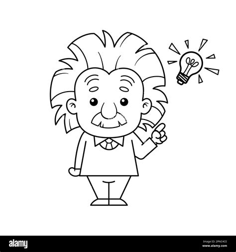 Black And White Albert Einstein Cartoon Character Has Idea Stock Vector ...