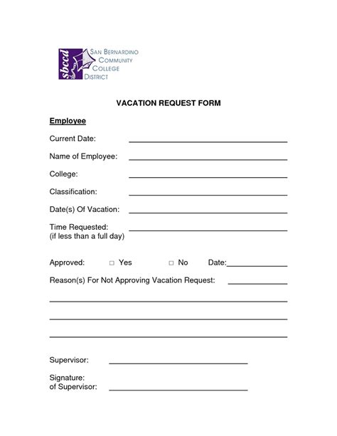 EXCEL TEMPLATES Vacation Request Form Template Word