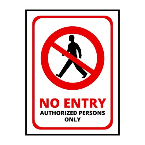 No Entry Authorized Persons Only Sign Board Cm X Cm White