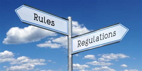 Rules And Regulations Metal Signpost With Two Arrows Stock Image