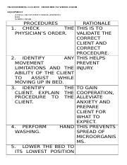 Transferring A Client From Bed To Wheelchair Docx Transferring A