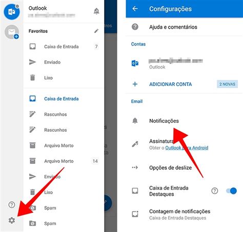 Outlook no celular como configurar as notificações