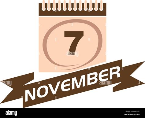 7 November Calendar With Ribbon Stock Vector Image And Art Alamy