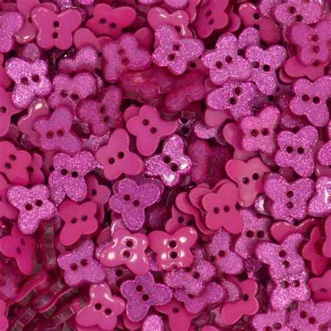 14mm Fuchsia Butterfly Glitter Buttons CelloExpress