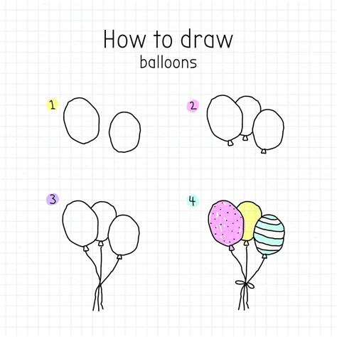 How To Draw Balloons Balloon Drawing Easy Step By Step Simple Balloon