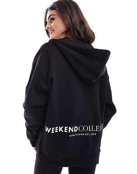 Asos Weekend Collective Co Ord Oversized Zip Through Hoodie With Logo