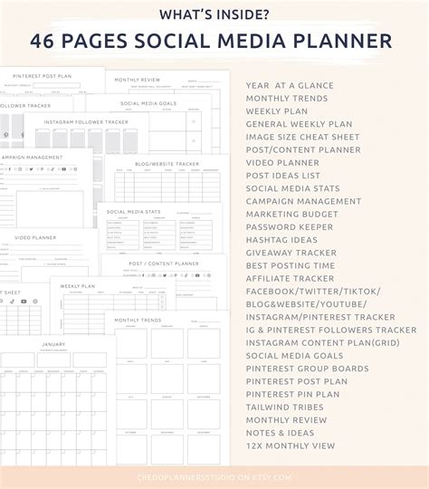 Ultimate Social Media Planner Printable Social Media Planner For