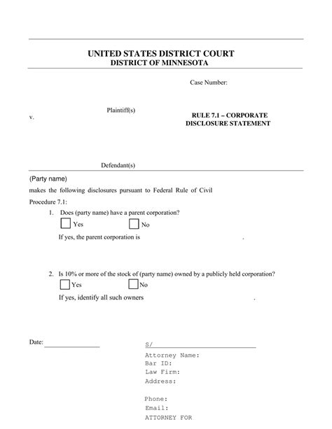 Minnesota Rule 71 Corporate Disclosure Statement Fill Out Sign