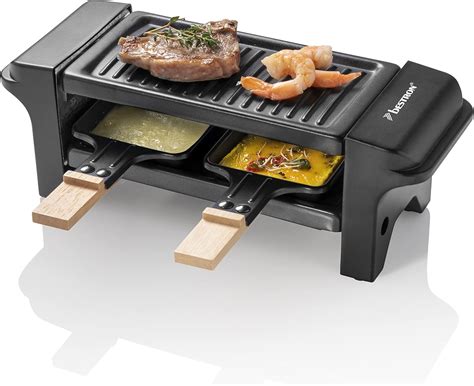 Bestron Raclette For 1 To 2 People Mini Table Grill With Two Pans Two