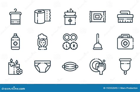 Hygiene Routine Line Icons Linear Set Stock Vector Illustration Of