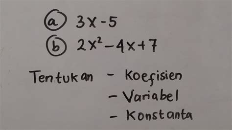 Variabel Koefisien Dan Konstanta Dalam Aljabar Matematika Smp Youtube