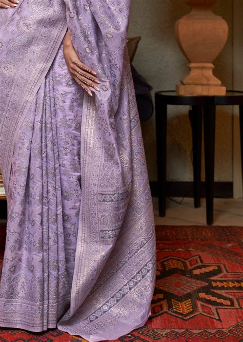 Kashmiri Jamawar Silk Purple Saree Online Shopping India And Usa Sunasa