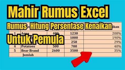 Tutorial Cara Menghitung Persentase Kenaikan Penjualan Di Excel YouTube