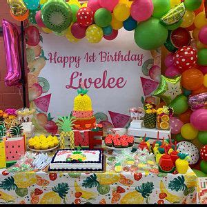 TWOTTI FRUTTI Birthday Tutti Frutti Birthday Backdrop Fruit Birthday