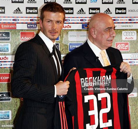 62 David Beckham Signs For Ac Milan Stock Photos High Res Pictures