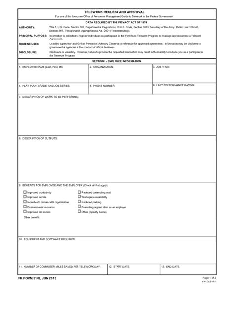 Fillable Online Telework Request And Approval Fax Email Print Pdffiller