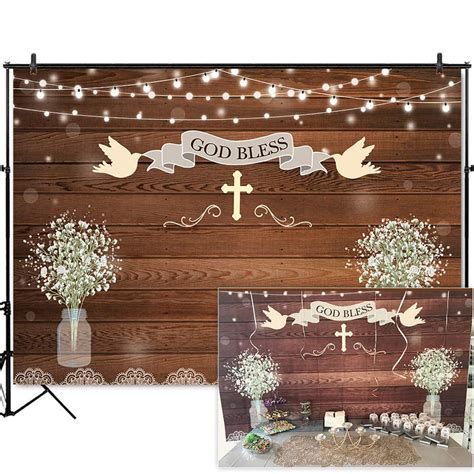 Buy Moca God Bless Backdrop Rustic Wood Baptism Background 7X5ft Vinyl