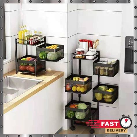 Kitchen Rack Dapur Storage Rak Kitchen Rack Multifunctional Rotating