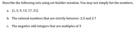 Solved Describe The Following Sets Using Set Builder