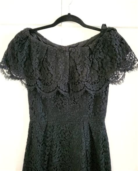 1950s Black Lace Cocktail Wiggle Dress Gem