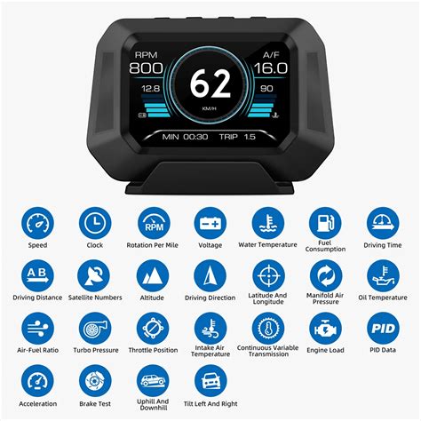 P21 Hud Cabeça Up Display Carro A Bordo Do Computador Digital Relógio